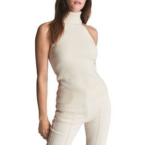 Reiss Womens Clem Halter Neck Wool & Cashmere Top Medium Cream - NWT $245